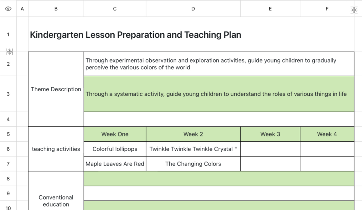 Kindergarten Lesson Preparation and Teaching Plan